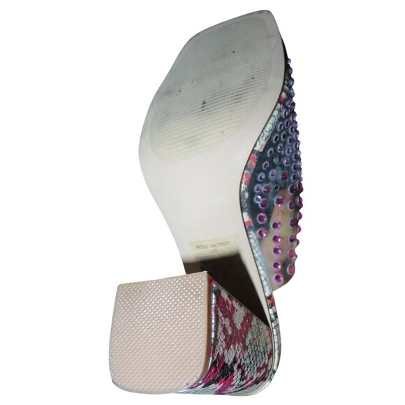 Steve Madden Multicolor Rhinestone Embellished Snake Skin Heeled Mules Size 6 - Picture 9 of 10